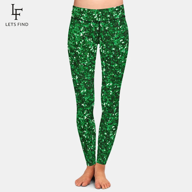 LETSFIND New Arrival Women Leggings High Waist Sexy Women Pants 3D Red Glitter Texture Print Fitness Slim Girls Stretch Leggings