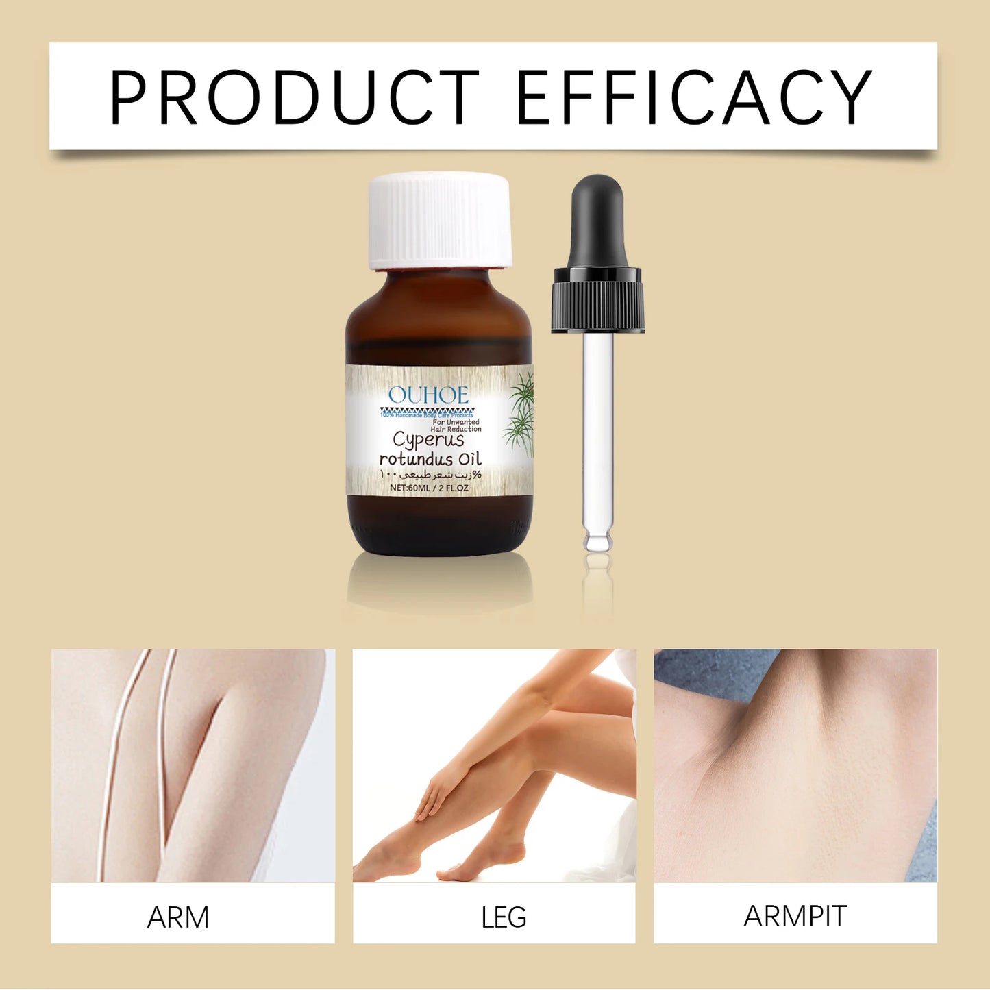 OUHOE Hair Removal Care Oil Inhibit Hair Growth Gentle Formula Nourishing Skin Make Softer Hydrated Suit for Postoperative Care