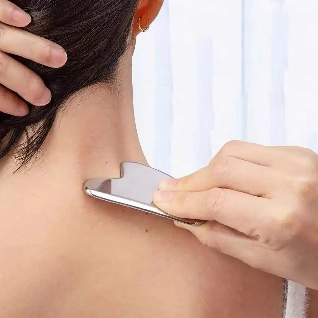 Premium Stainless Steel Facial Scraper - Lymphatic Drainage Face Tension, and Relaxation, Durable Metal Tool for Face and Body,