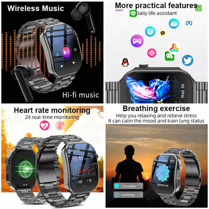 LIGE New 2.2-inch 3D Curved Screen Smart Watch With LED Light Thermometer Health Monitor Smartwatch BT Call Sports Fitness Watch