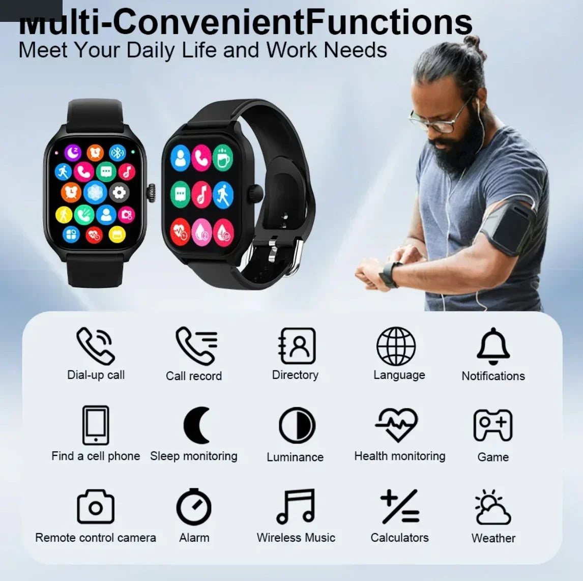 Lenovo H9 Pro Sports SmartWatch Fitness Clock Health Monitor Waterproof Smartwatch Wireless Call Watches for Men Women IOS
