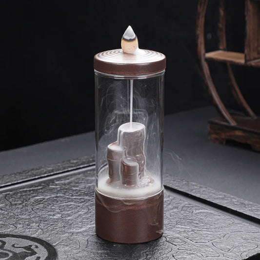 Creative Glass Cover Reverse Flow Incense Burner Ornamental Incense Path Zen Ornament