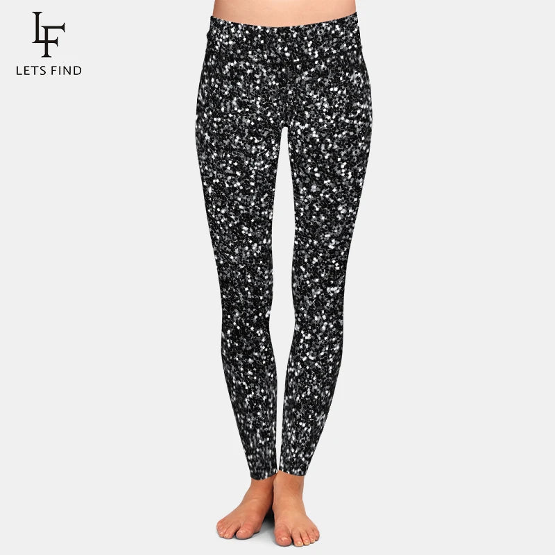 LETSFIND New Arrival Women Leggings High Waist Sexy Women Pants 3D Red Glitter Texture Print Fitness Slim Girls Stretch Leggings