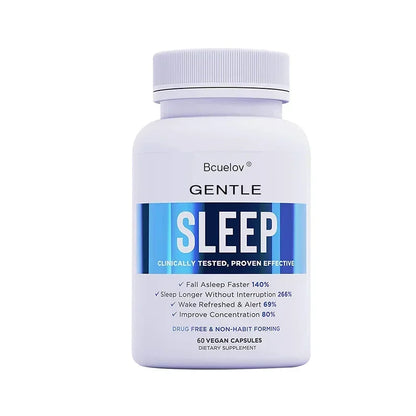 Bcuelov Natural Sleep Support Capsules - Non-Habit-Forming, Melatonin + GABA + Ashwagandha for Deeper Sleep & Relaxation