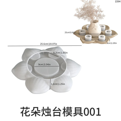 Lotus Flower Candlestick Ornament Silicone Mold Aromatherapy Plaster Resin Diy Simple Candle Base Organizer Tray Making Moulds