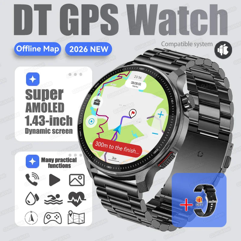 New Outdoor Adventure Tactical Smart Watch Built-in GPS Offline Map 4GB RAM Compass Altimeter Men Fitness Exercise Smart Bracele