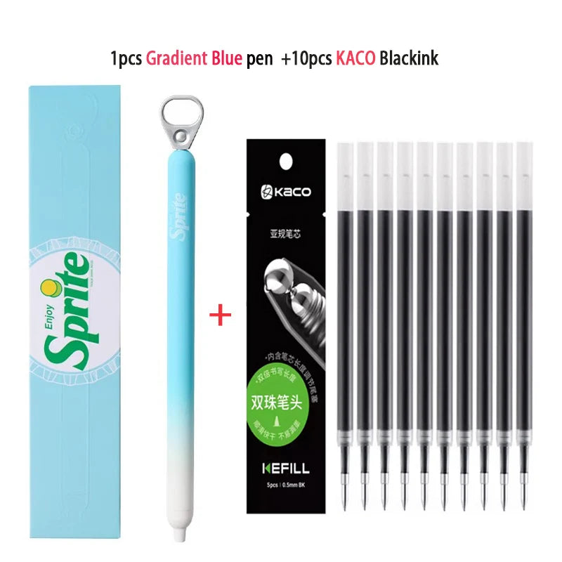 New KACO x Sprite Limited Edition Gel Pen,Dual Ball Pen Quick Drying Stylo 0.5mm Click Smooth Writing For School&Journaling