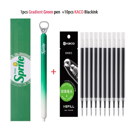 New KACO x Sprite Limited Edition Gel Pen,Dual Ball Pen Quick Drying Stylo 0.5mm Click Smooth Writing For School&Journaling