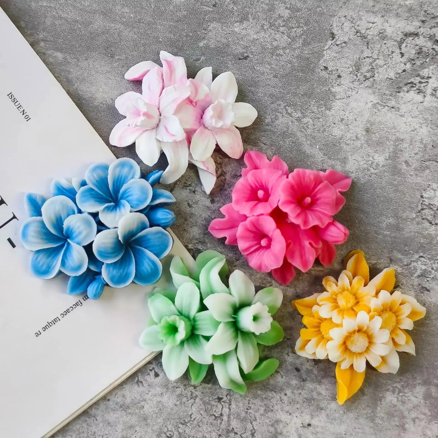 DIY Aromatherapy Candles Diffuser Stones Plaster Handmade Soap Petal Resin Crafts And Home Decoration Flower Silicone Mold For