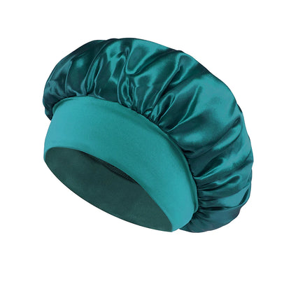 1/2/5PCS Women's Satin Solid Wide-brimmed Sleeping Hat Unisex Head Wrap Elastic Band Cap Hair Care Bonnet Night Hat Bonnet Nuit