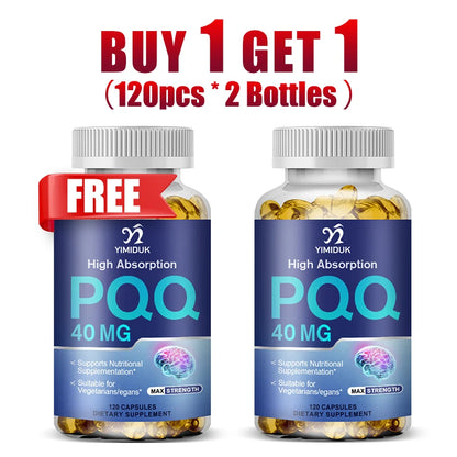 Buy 1 Get 1 Free! PQQ 40mg Supplement , for Cognitive Function Booster, Enhances Brain Energy, Heart, Brain & Anti-Aging, Vegan