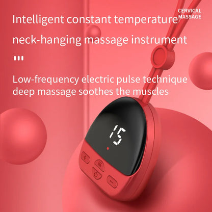 Portable Electric Neck Massager EMS Pulse Cervical Spine Massager 3 Gear Hot Compress Smart Neck Massage Muscle Relaxation Tool
