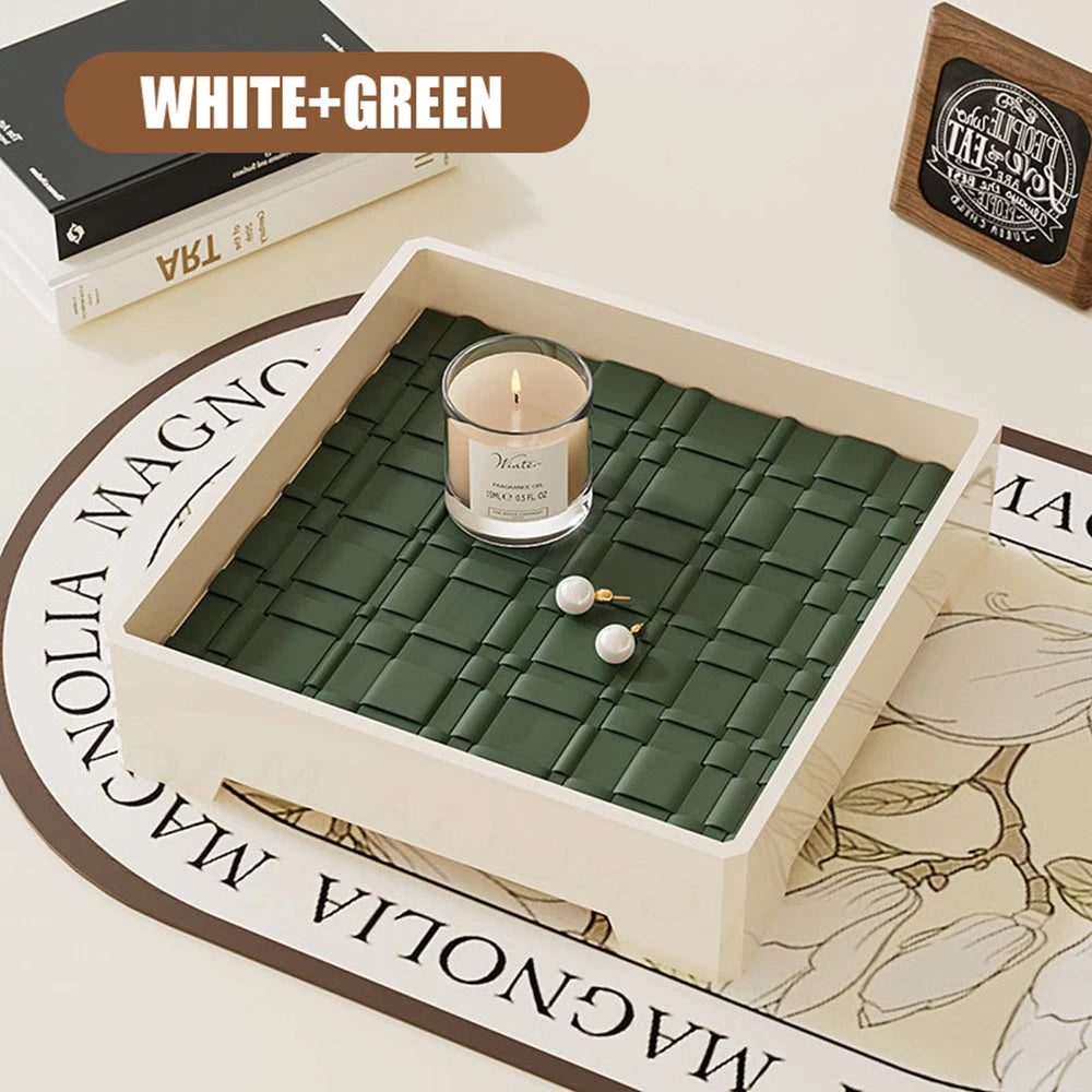 Light Luxury Ancient Leather Storage Tray Box Leather Aromatherapy Tray Desktop Ornament Decor Keys Coins Holder Trays