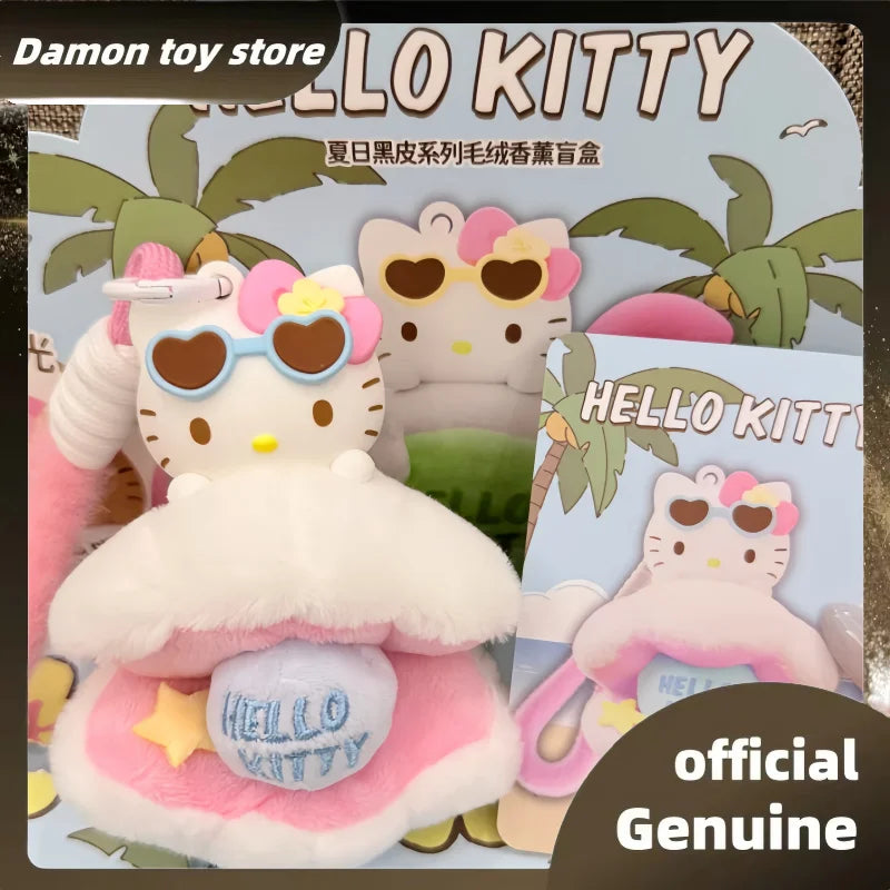 New Genuine Hello Kitty Summer Tan Skin Series Aromatherapy Pendant Blind Box Kawaii Hello Kitty Bag Pendant Mystery Box As Gift