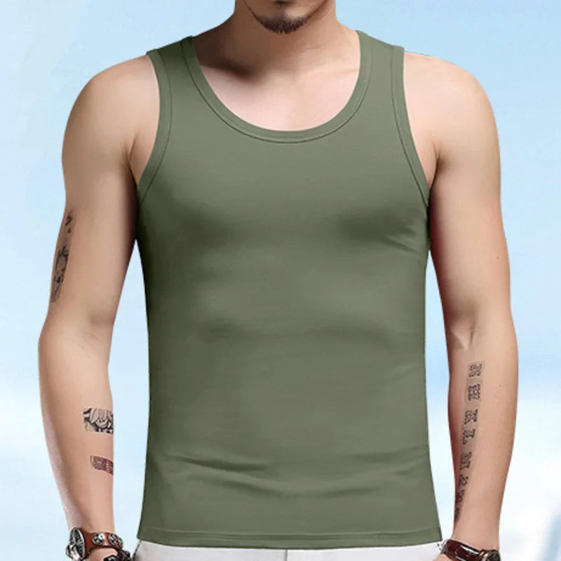 63% Cotton 24% Bamboo Fiber Tank Top Men Breathable Men's Summer Sleeveless T-shirt White Black Sports Fitness Tops Vest For Man
