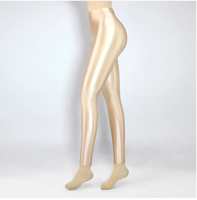 Plus Size Glossiness Pants Women Sexy Glossy Shiny Leggings High Waist Sport Fitness Yoga Pants Tights Leggings High Elastic