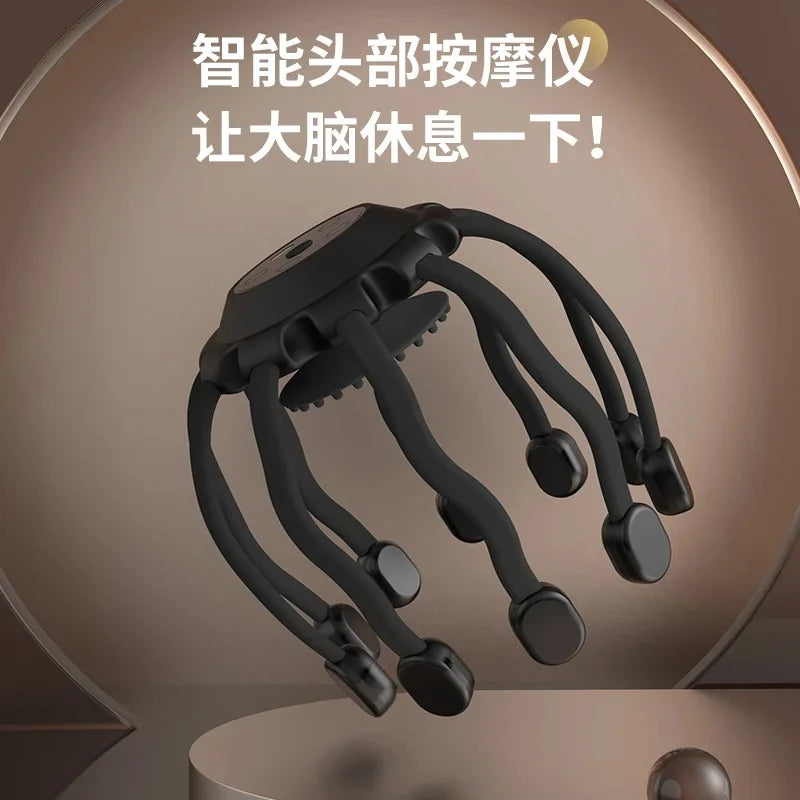Bluetooth Head Massager Octopus Design Smart Vibration Scalp Relaxation Tool For Stress Relief Sleep Aid And Home Massage Use