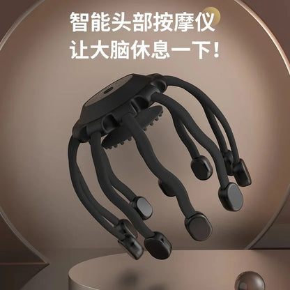 Bluetooth Head Massager Octopus Design Smart Vibration Scalp Relaxation Tool For Stress Relief Sleep Aid And Home Massage Use