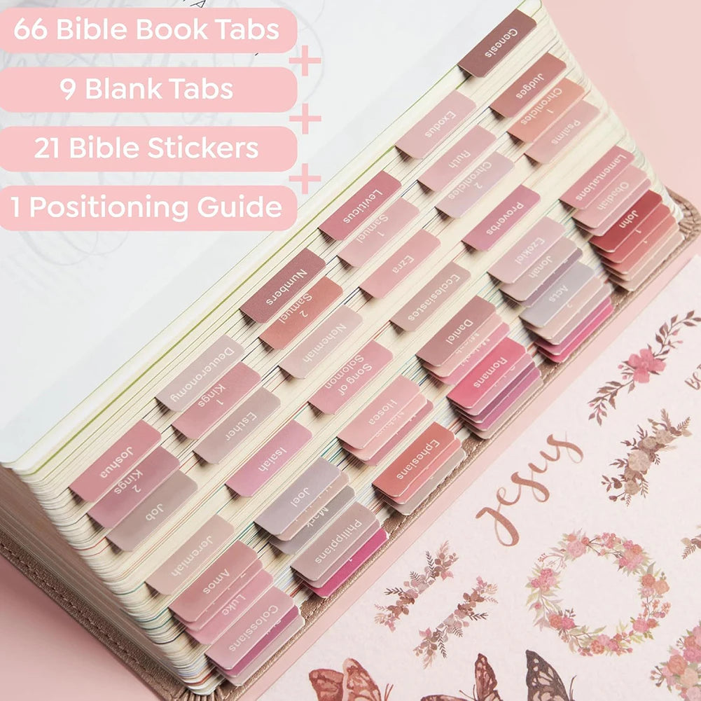 75Pcs Laminated Bible Tabs Boho Theme Bible Tabs Tear-resistant Large Print Bible Book Tabs Bible Study Journaling Supplies