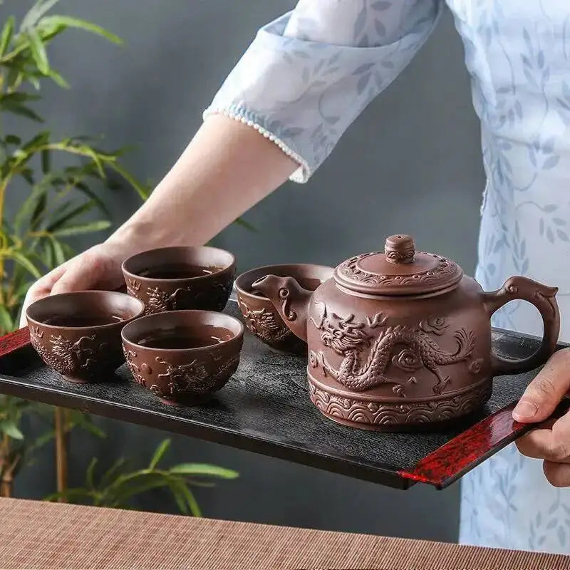 600ml Yixing Purple Clay Lucky Dragon tea Pot filter teapot sand Could brew puer Lapsang souchong Qimen black tea Zisha teapot