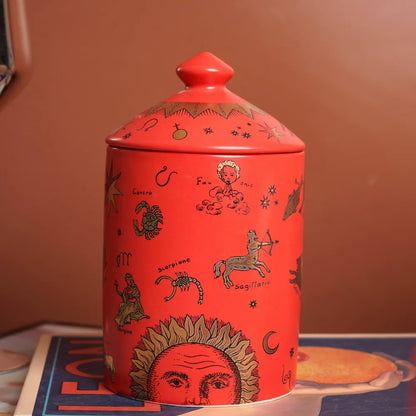 Nordic Retro Face Ceramic Jar Storage Bottle Aromatherapy Candle Cup Shaped Face Tea Jar Storage Box Container Crafts Decoration