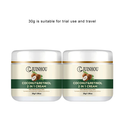 JUINHOU Natural Coconut Oil Brightening Face Cream Deep Hydrating Moisturizer Brighten Face Gentle Daily Skin for All Skin Types