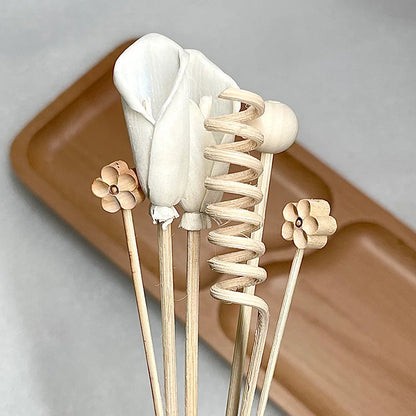 Flowers Rattan diffuser sticks Set, 6pcs/10pcs No-Flame Aromatherapy Natural Sticks with Small Flowers, Home Fragrance Decor