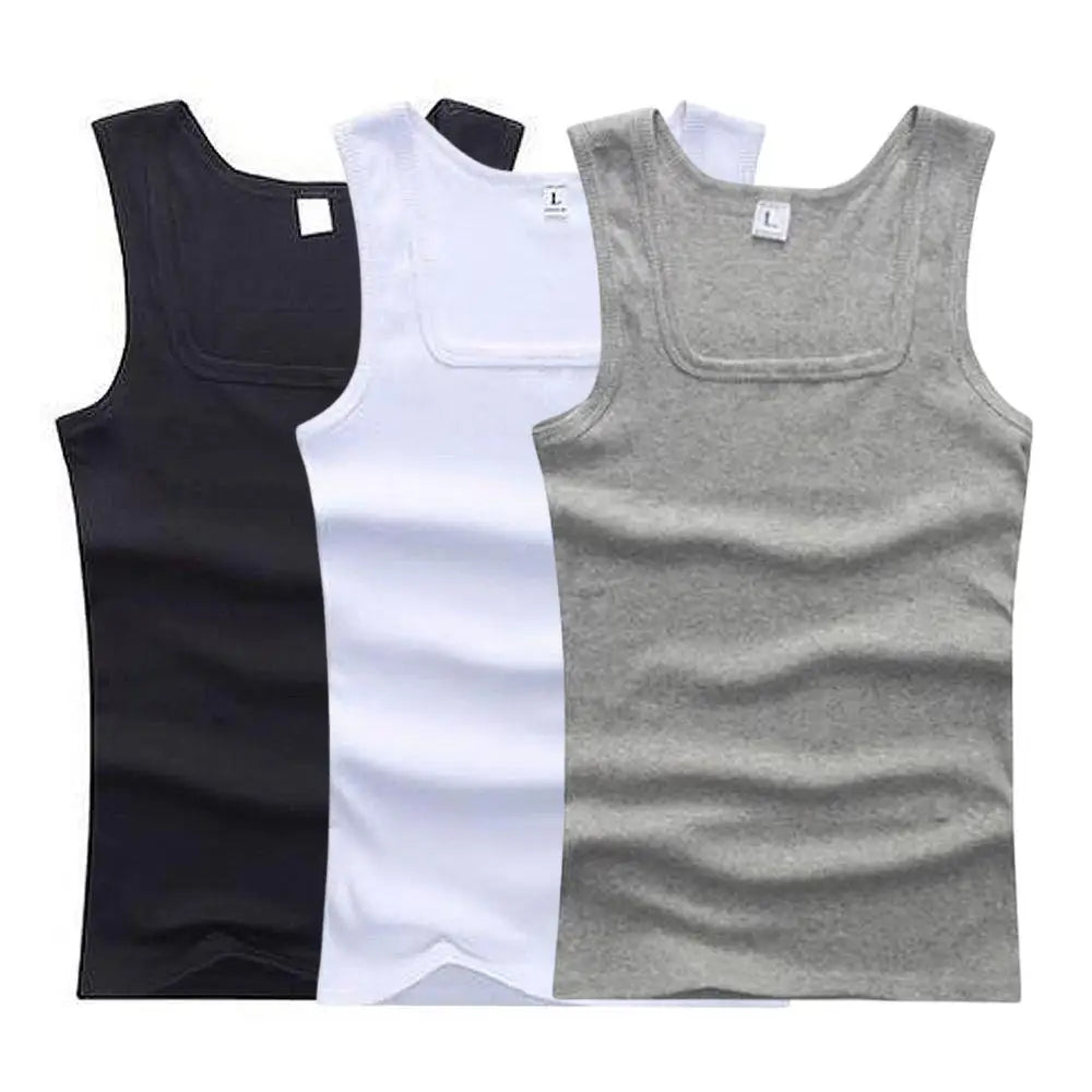 3pcs/set Four Seasons Men Tank Tops Black White Gray Singlets Sleeveless Men Vest Casual Bodybuilding Vest Sport Fitness T-shirt
