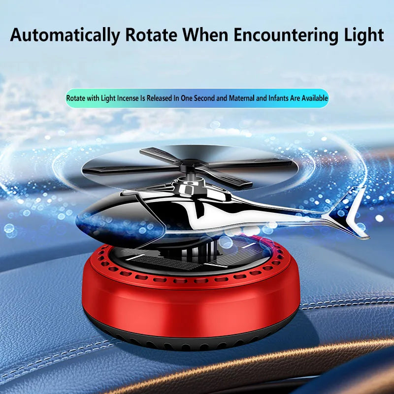 Solar Rotary Aromatherapy Helicopter Solar Aromatherapy Automobile Air Freshener Alloy + ABS Wood Perfume Automatic Diffuser