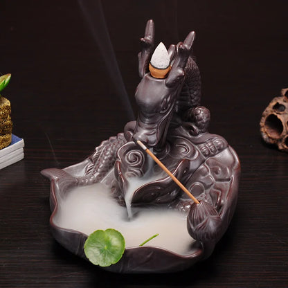 Dragon Backflow Incense Burner Big Size Sandalwood Incense Sticks Holder Ceramics Home Decor Ornaments