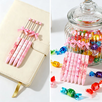 40Pcs Bowknot Pink Color Scheme | DIY Bead Ballpoint Pen for Crafting, Journaling & Party Favors