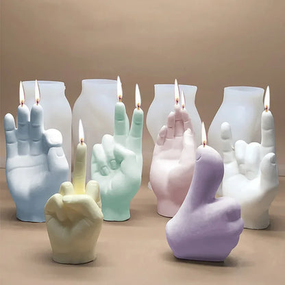 Gesture Candle Mold Diy Aromatherapy Plaster Thumbs Up Victory Bier Middle Finger Cake Silicone Mould Epoxy Candle Making Molds