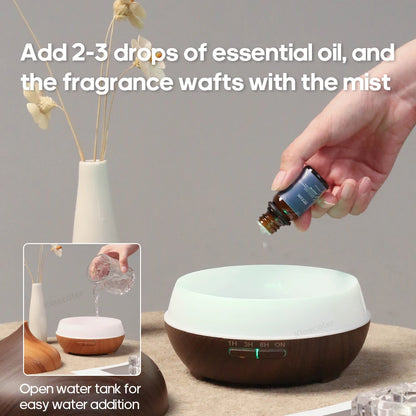 Wood Grain Aromatherapy Diffuser USB Humidifier Desktop Air Purifier Aroma Cool Mist Difusor/Essential oil set