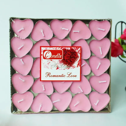 50pcs Heart Aromatherapy Candle Birthday Romantic Smokeless Candle Gift Props Wedding Decoration Round Tea Candle Light Tea Wax