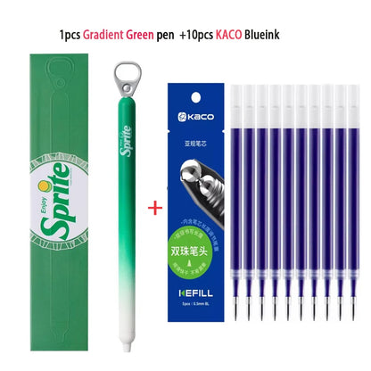 New KACO x Sprite Limited Edition Gel Pen,Dual Ball Pen Quick Drying Stylo 0.5mm Click Smooth Writing For School&Journaling