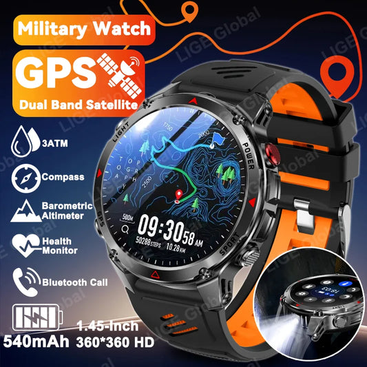 LIGE 2026 New Professional GPS Track Sports Smartwatch Outdoor RIDE Run Compass Altimeter 3ATM Fitness Bracelets 540mAh Watches