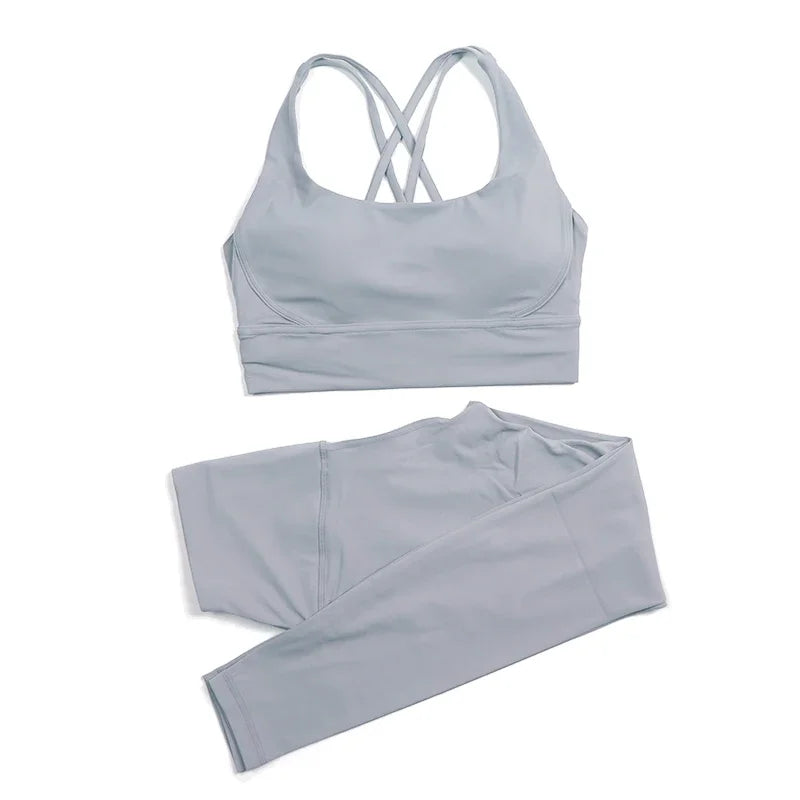 TRY TO BN Yoga Set Fitness Sports Bra Naked Leggings Women's Tracksuit Sportwear Breathable Workout Two Pieces Suit Gym Clothing