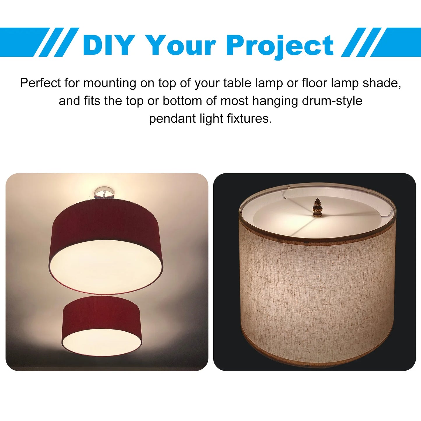 Lampshade Diffuser 190-406mm Dia. Round Frosted Milky White Acrylic Diffuser for Drum Lampshades Pendants Light DIY Light Shield