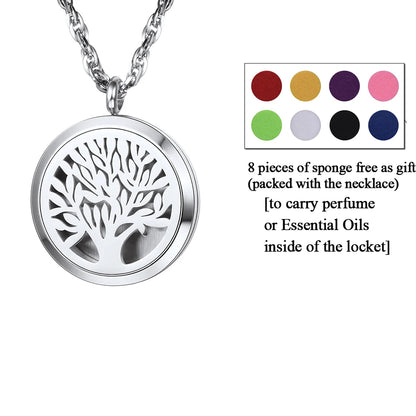 U7 37mm Round Perfume Diffuser Necklace for Man Woman Stainless Steel Essential Oil Locket Aromatherapy Anxiety Relief Jewelry
