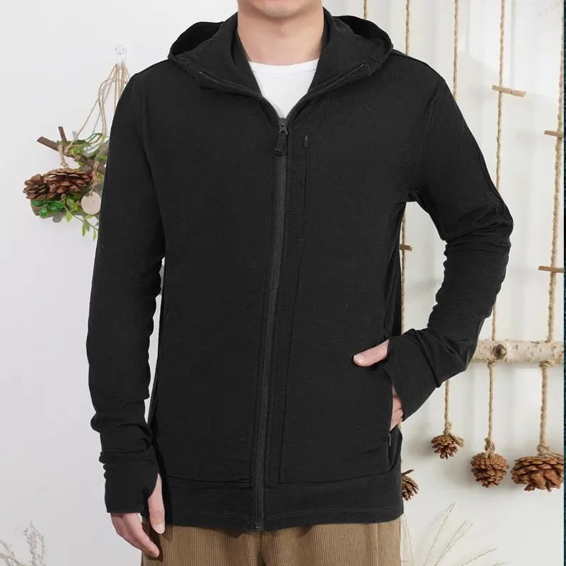 Men's Outdoor Merino Wool Quick-Drying Windproof Soft-Shell Hiking Jacket