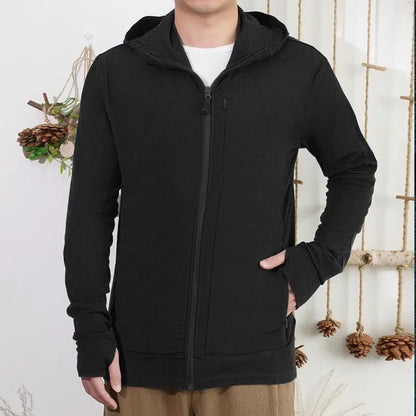 Men's Outdoor Merino Wool Quick-Drying Windproof Soft-Shell Hiking Jacket