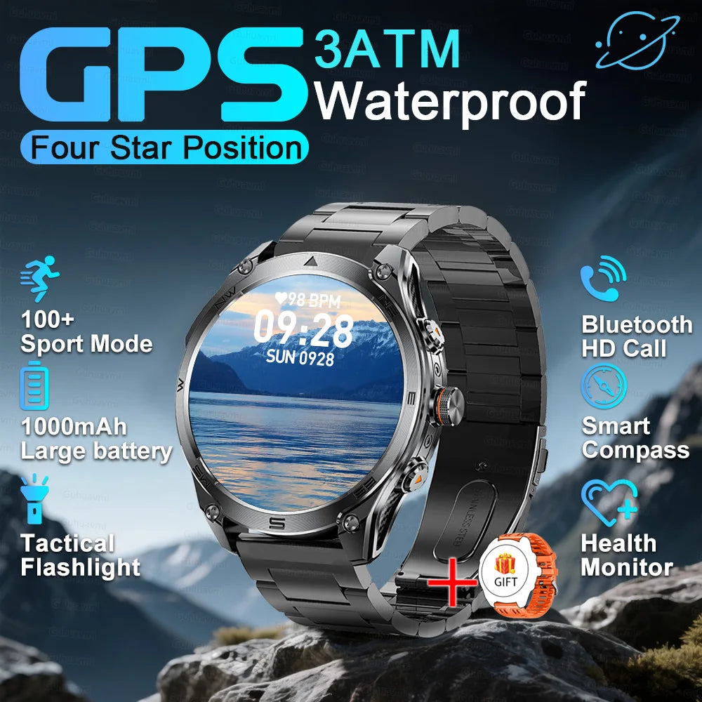 2026 New Genuine Watch Smart Watch Men AMOLED Flashlight 1000Mah Battery 10ATM Waterproof Fitness Track Call Smartwatches