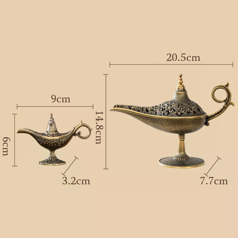 Arabic Incense Burner Antique Style Lamp Metal Incense Burner Scented Unscented Candle Holder Home Decor Gift