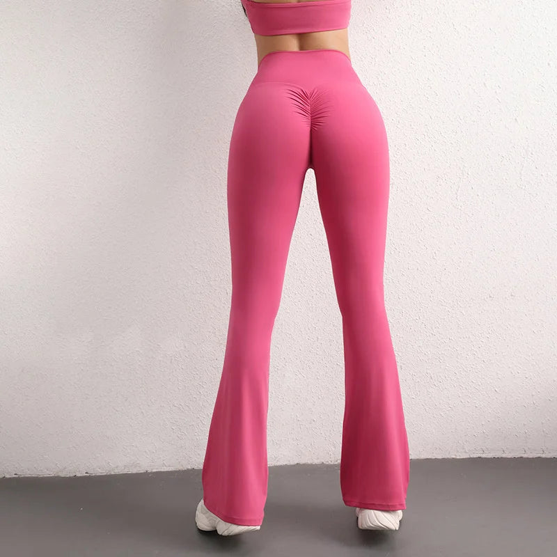 TRY TO BN Flare Scrunch Leggings Yoga Pants Fitness Workout High Waist Sports Leggings Push Up Tights Women Gym Outfits Clothing