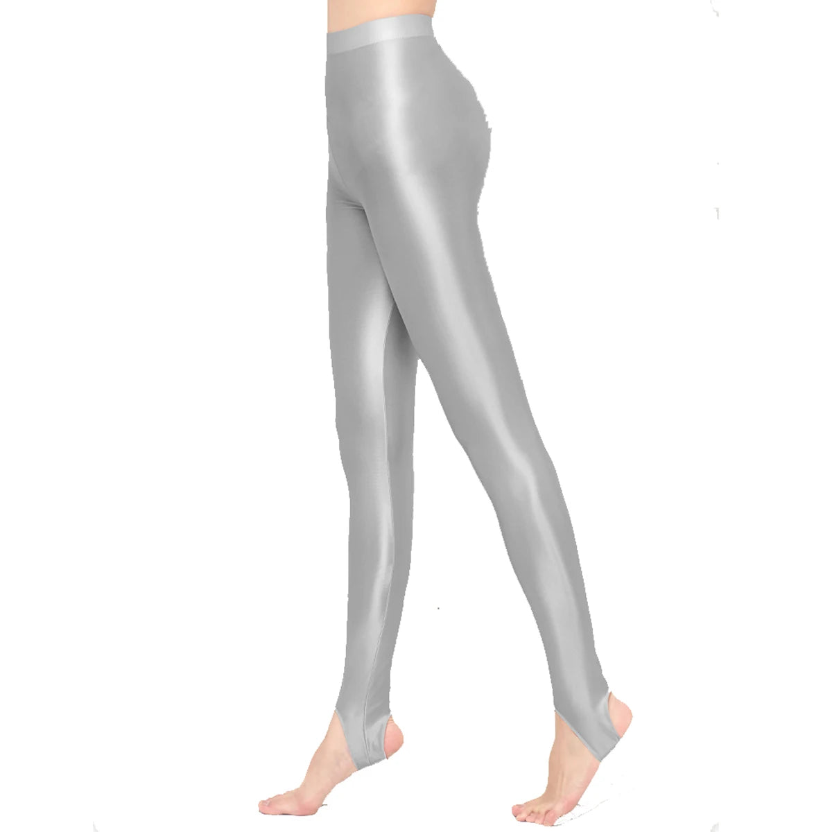 AMORESY Women Glossy Soft Smooth Breathable Satin Stretch Thin High Waist Slim Bodybuilding Yoga Sports Tights Stirrup Leggings