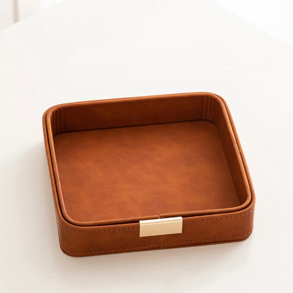Entry Door Porch Key Storage Box Desktop Clutter Storage Case Leather Tray Jewelry Aromatherapy Plate Living Room Accessories