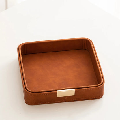 Entry Door Porch Key Storage Box Desktop Clutter Storage Case Leather Tray Jewelry Aromatherapy Plate Living Room Accessories