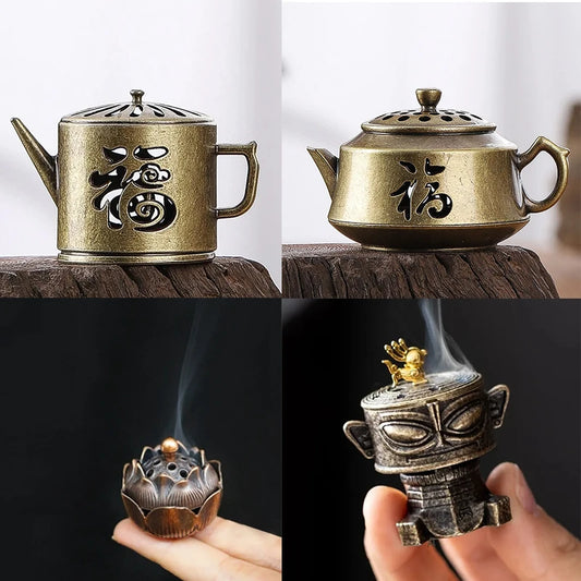 1PCS Incense Burner Antique Style Incense Burner Air Purification Gifts Wishing Aladdin Lamp Metal Home Fragrance Home Decor