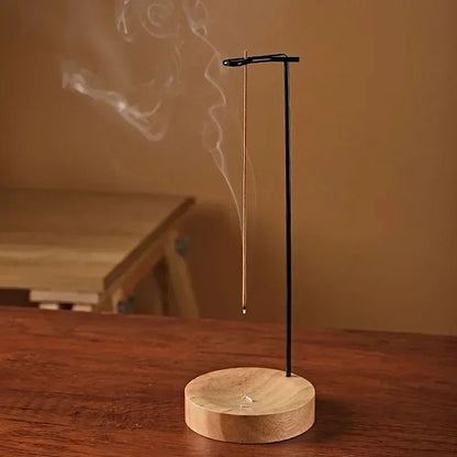 Lnsence Burner Upside Down Incense Burner Incense Stick Holder Wooden Round Incense Tray Ornament Bedroom Home Yoga Decoration