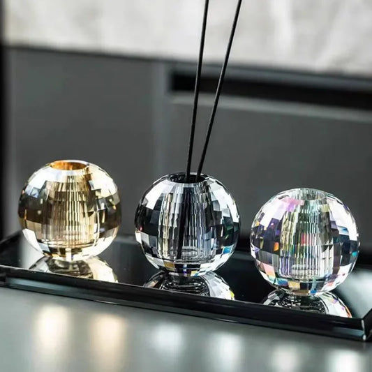 Modern Crystal Spherical Aromatherapy Candle Holder Cup Amber Crystal Aromatherapy Candle Holder Living Room Interior Decoration